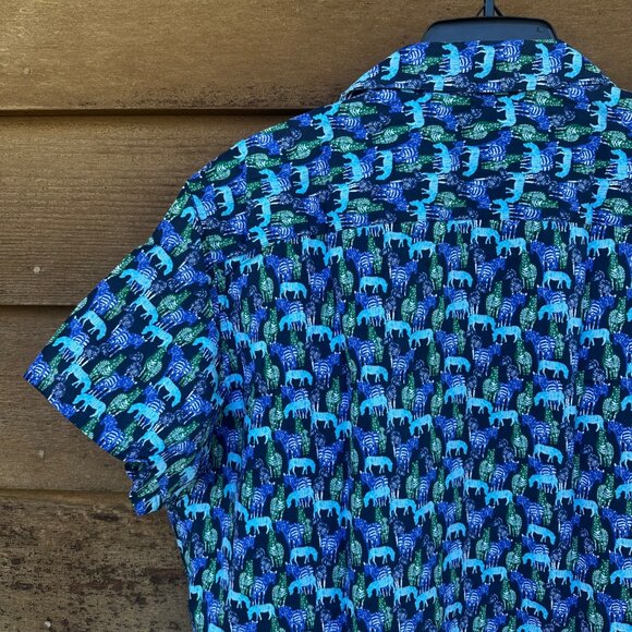 Marc Anthony Blue Zebra Luxury Button Down Mens Shirt Size XXL - Picture 8 of 11